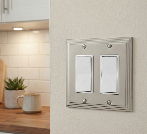 Cosmas 25090-SN Satin Nickel Double GFCI / Decora Wall Plate