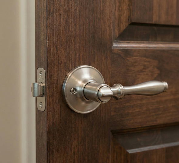 Designers Impressions Villa Design Satin Nickel Privacy Door Lever: 22-5966