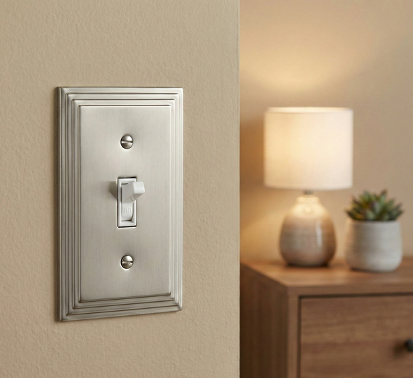 Cosmas 25053-SN Satin Nickel Single Toggle Switchplate Cover