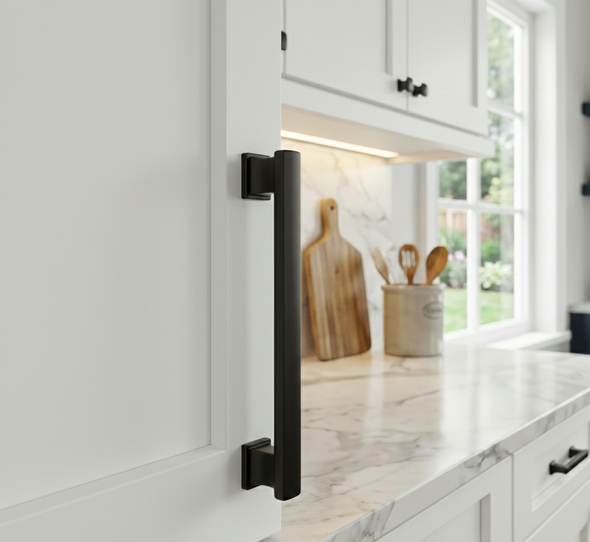 Cosmas 702-4FB Flat Black Contemporary Cabinet Pull