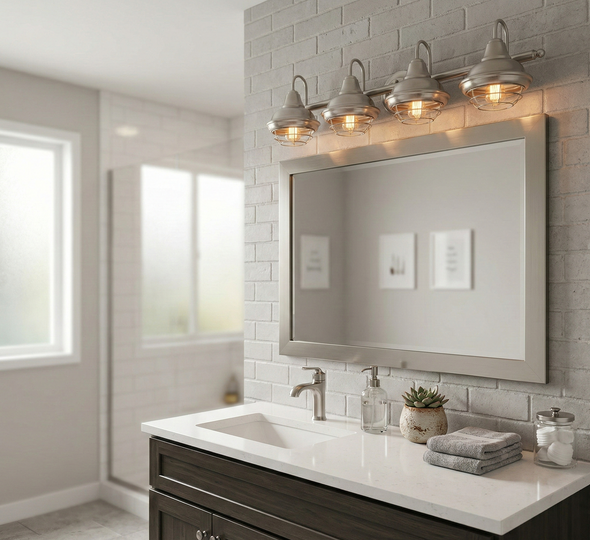 Designers Impressions Charleston Series Satin Nickel 4 Light Wall Sconce / Bathroom Fixture: 10015
