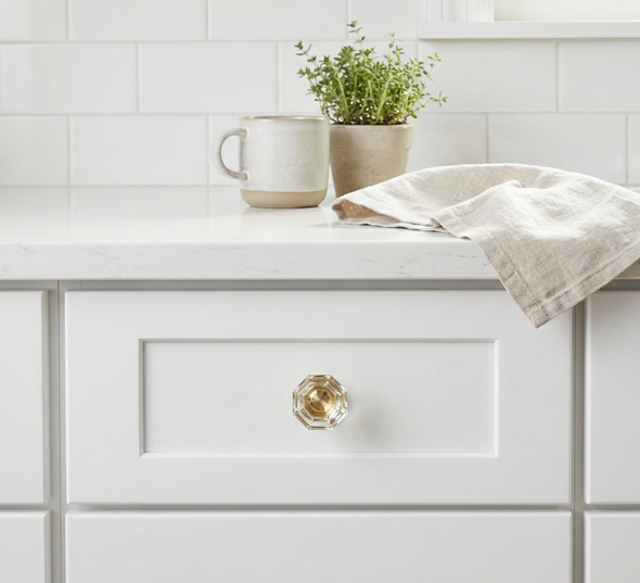 Cosmas 5268BB-C Brushed Brass & Clear Glass Cabinet Knob