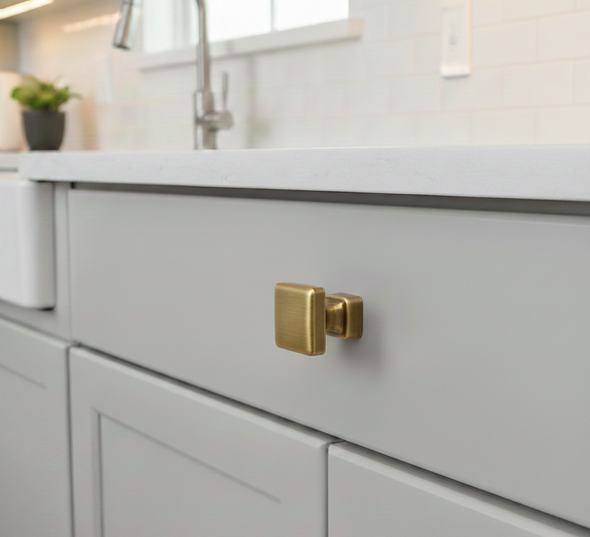 Cosmas 1480BAB Brushed Antique Brass Modern Contemporary Square Cabinet Knob