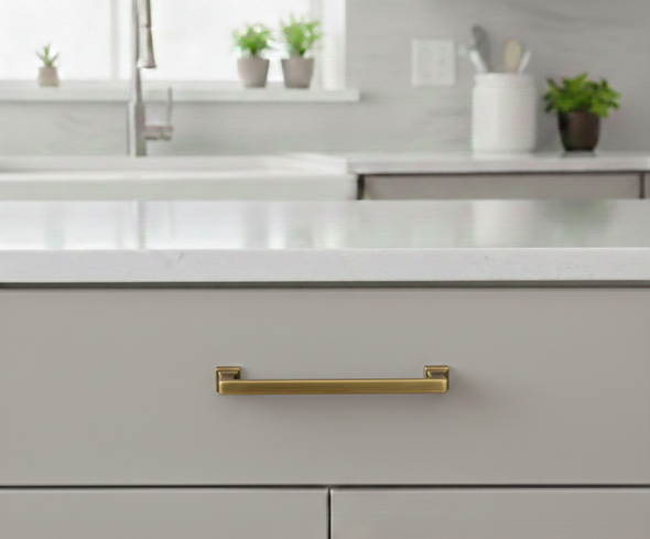 Cosmas 1481-128BAB Brushed Antique Brass Modern Contemporary Cabinet Pull