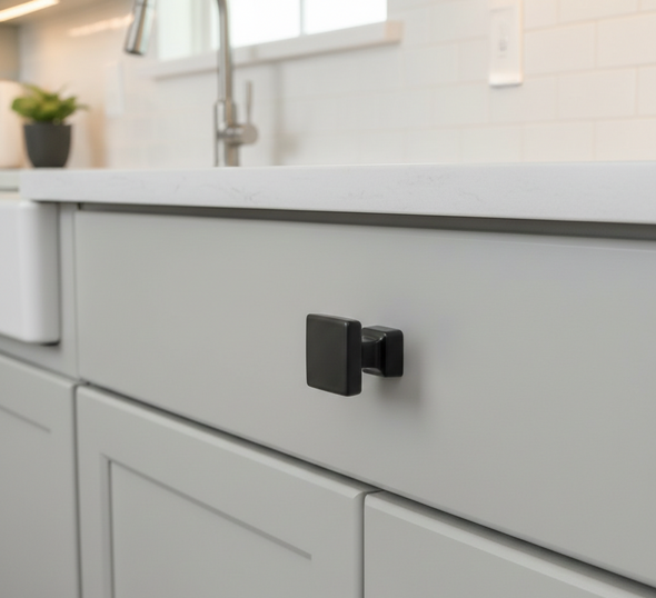 Cosmas 1480FB Flat Black Modern Contemporary Square Cabinet Knob