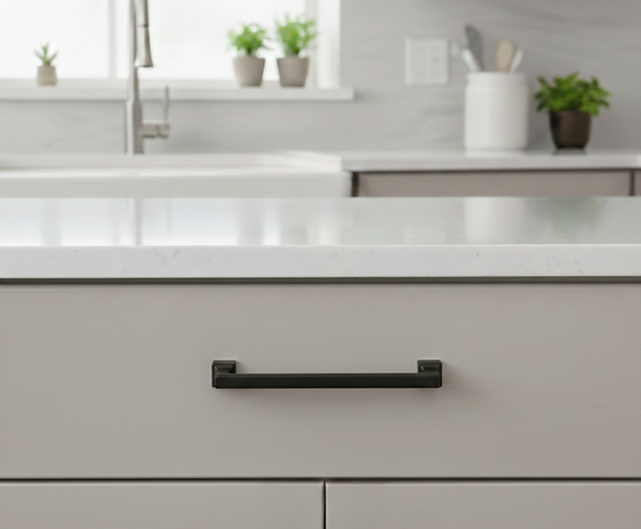 Cosmas 1481-128FB Flat Black Modern Contemporary Cabinet Pull