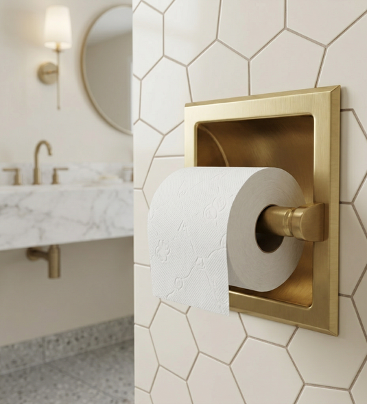 Designers Impressions Brushed Brass Recessed Toilet / Tissue Paper Holder Mounting Bracket Included: 10821