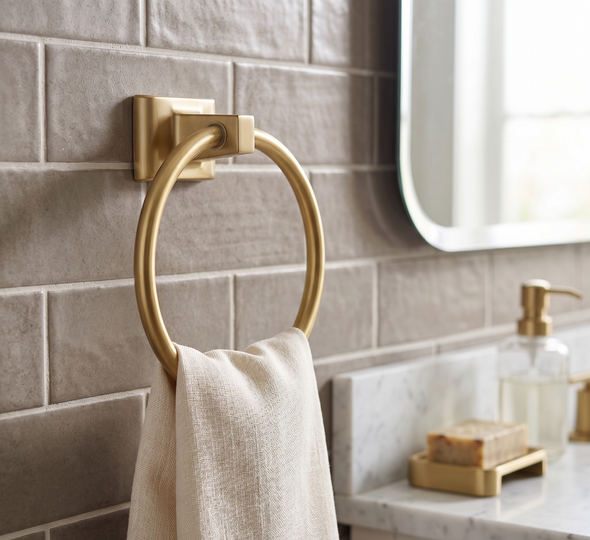 Designers Impressions Eclipse Series Brushed Brass Towel Ring: MBA5224