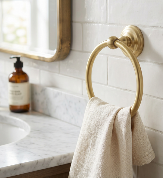 Designers Impressions Royal Series Brushed Brass Towel Ring: MBA7724