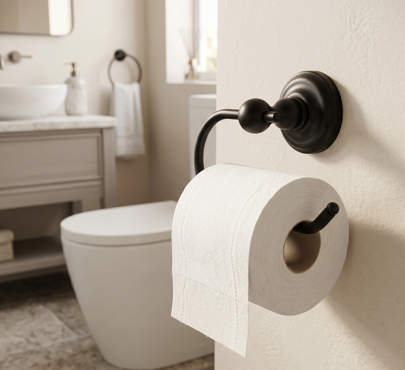 Designers Impressions Royal Series Black Euro Style Toilet / Tissue Paper Holder: MBA5526