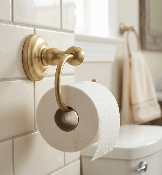 Designers Impressions Royal Series Brushed Brass Euro Style Toilet / Tissue Paper Holder: MBA7726