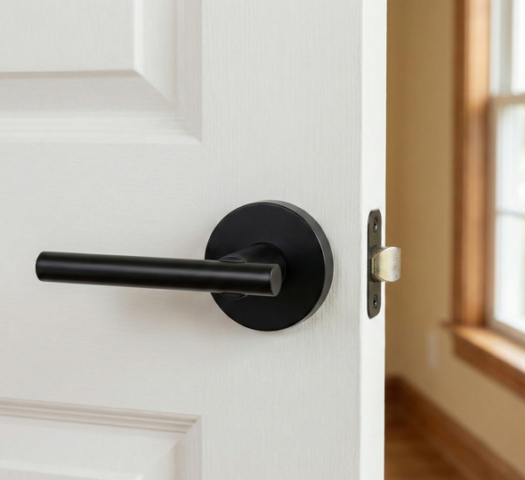 Designers Impressions Kain Design Black Privacy Door Lever: 55-3566