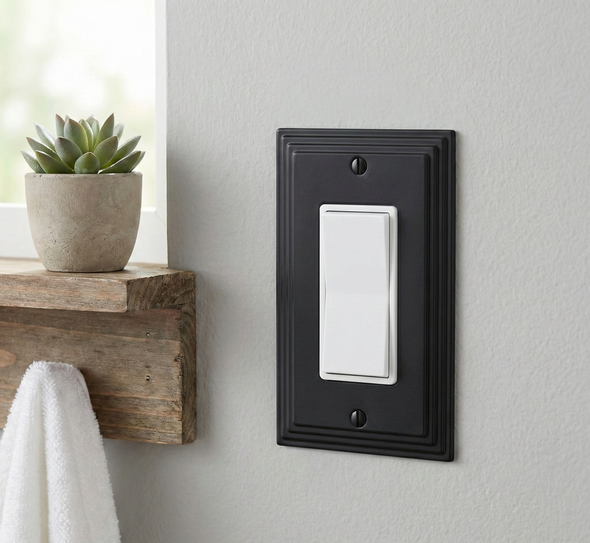 Cosmas 25000-FB Flat Black Single GFCI / Decora Wall Plate