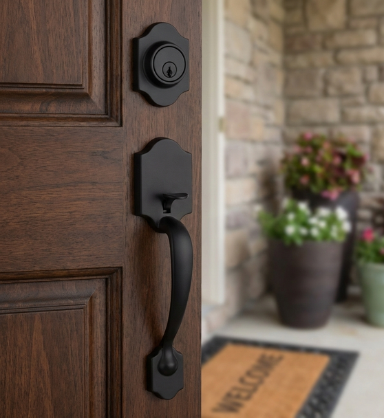 Designers Impressions Valhala Black Traditional Handleset with Villa Interior: 55-9000/5944