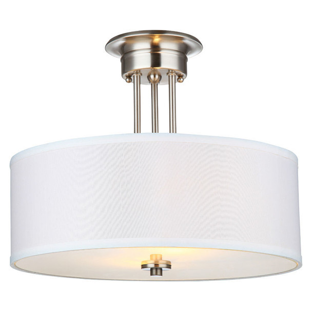 Lexington Satin Nickel Semi-Flush Mount Ceiling Light Fixture : 20-9144