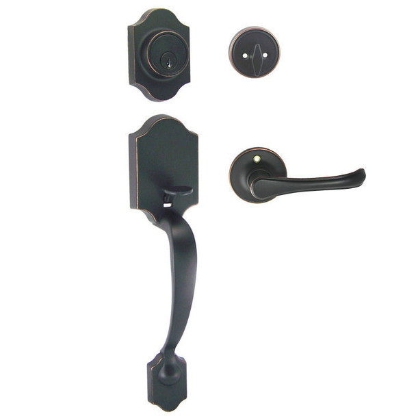 Designers Impressions Valhala Oil Rubbed Bronze Traditional Handleset with Rochester Interior: 33-9000/8844 Designers Impressions Valhala Oil Rubbed Bronze Traditional Handleset with Rochester Interior: 33-9000/8844