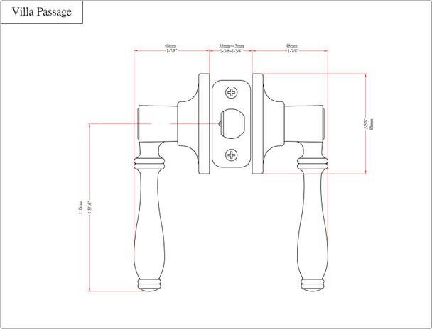 Designers Impressions Villa Design Black Passage Door Lever: 55-5977