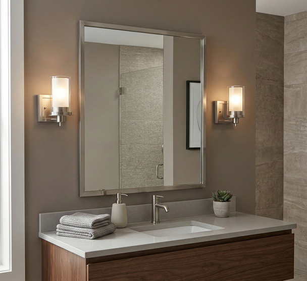 Juno Satin Nickel 1 Light Wall Sconce / Bathroom Fixture: 73466
