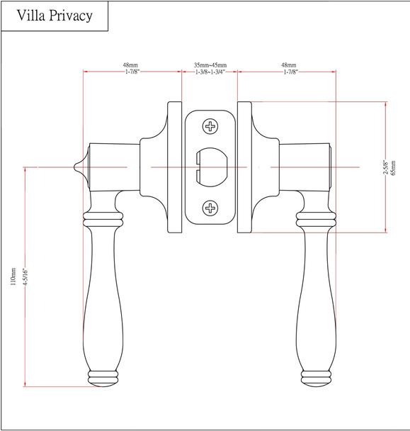 Designers Impressions Villa Design Black Privacy Door Lever: 55-5966