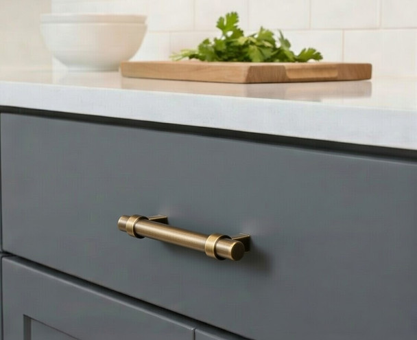 Cosmas 161-2.5BAB Brushed Antique Brass Cabinet Hardware Euro Style Bar Pull