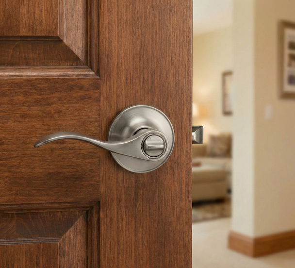 Designers Impressions Kingston Design Satin Nickel Privacy Door Lever: 22-5766