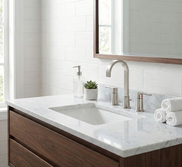 Designers Impressions 615664 Satin Nickel Lavatory Widespread Vanity Faucet