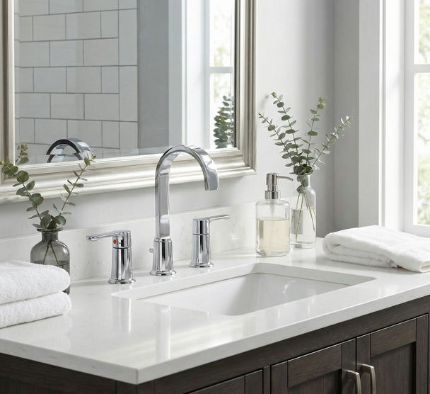 Designers Impressions 685571 Polished Chrome Lavatory Widespread Vanity Faucet