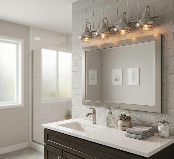 Designers Impressions Charleston Series Satin Nickel 4 Light Wall Sconce / Bathroom Fixture: 10015