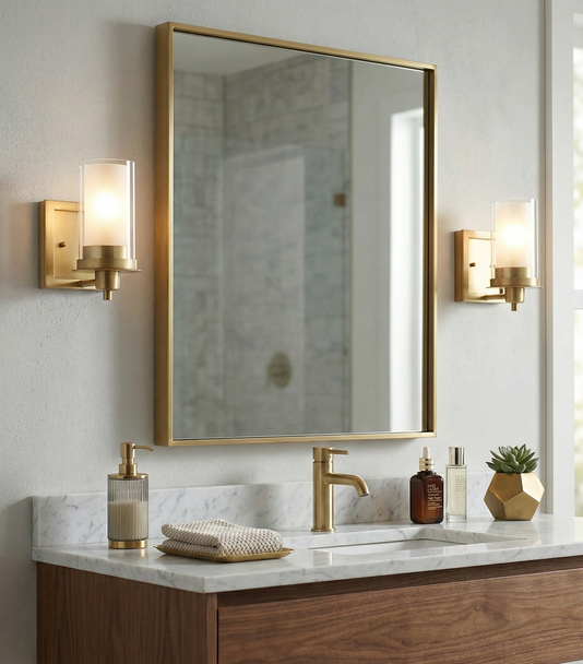 Juno Brushed Brass 1 Light Wall Sconce / Bathroom Fixture: 73485