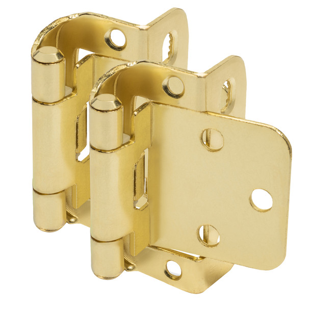 Cosmas 18650-BB Brushed Brass Partial Wrap Hinge 1/2" Overlay (Pair)