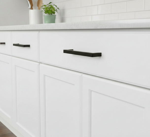 Cosmas 14777-128FB Flat Black Modern Contemporary Cabinet Pull