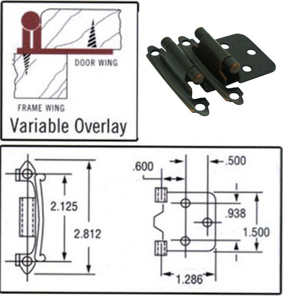 Cosmas 17139-ORB Oil Rubbed Bronze Hinge Variable Overlay (Pair)