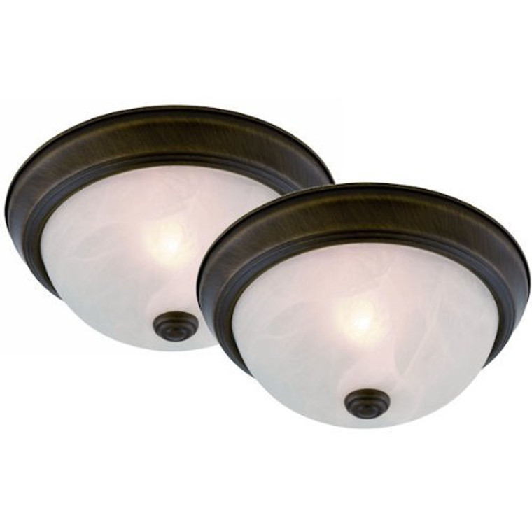 Oil Rubbed Bronze Flush Mount Ceiling Light Fixtures Twin Pack: 11-9962