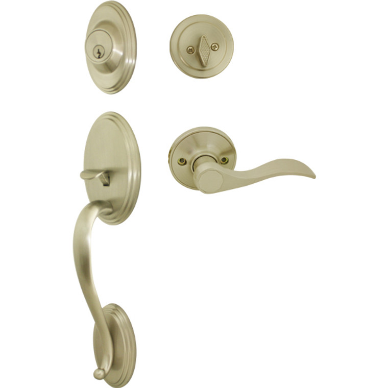 Cosmas 300 Series Satin Nickel Handleset with 80 Series Interior: HS300/89-SN