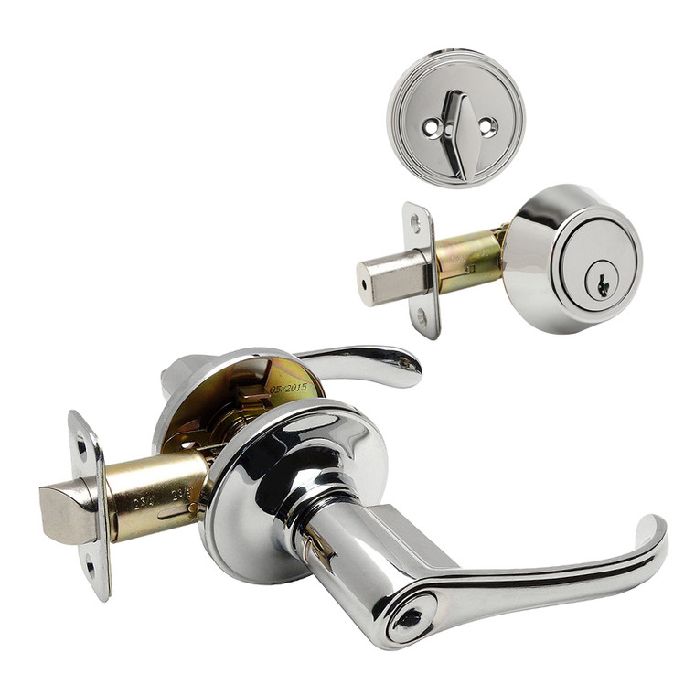 Designers Impressions Rochester Design Polished Chrome Combo Pack - Entry & Deadbolt: 88-8899