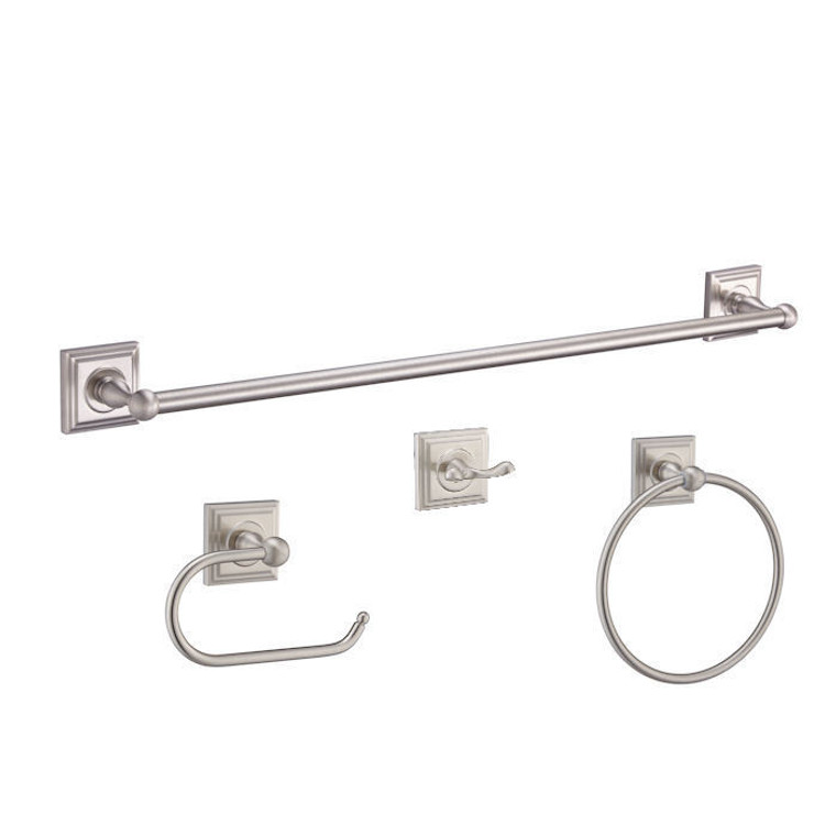 Designers Impressions Aurora Series 4 Piece Satin Nickel Bathroom Hardware Set: 49588