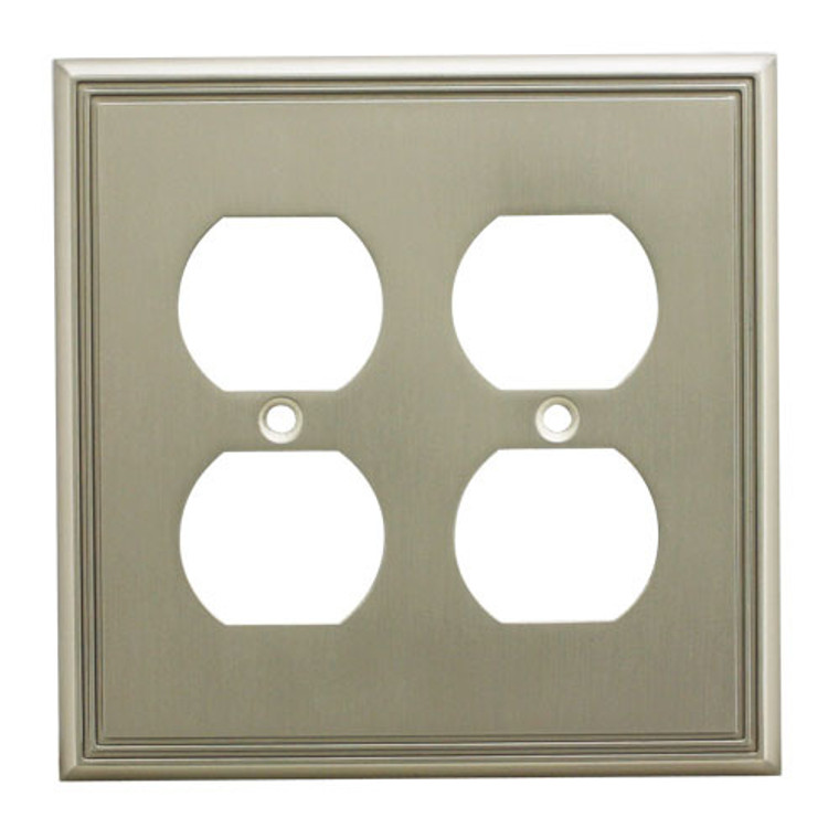 Cosmas 65044-SN Satin Nickel Double Duplex Outlet Wall Plate