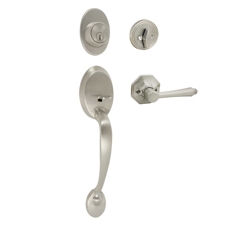 Designers Impressions Frankfort Satin Nickel Traditional Handleset with Windsor Interior: 22-8000/7744