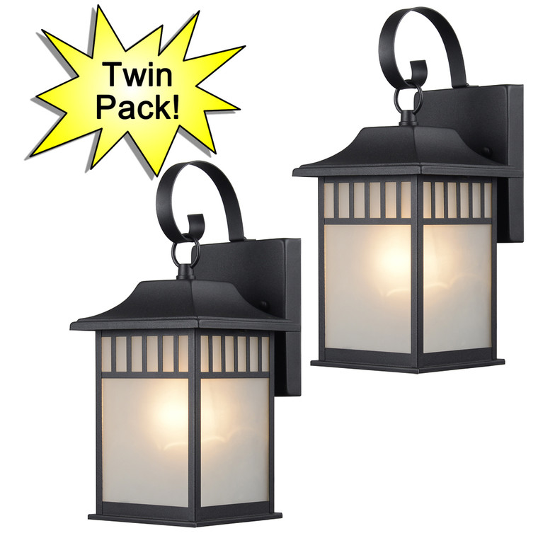 Designers Impressions Black Outdoor Patio / Porch Exterior Light Fixtures - Twin Pack : 73476