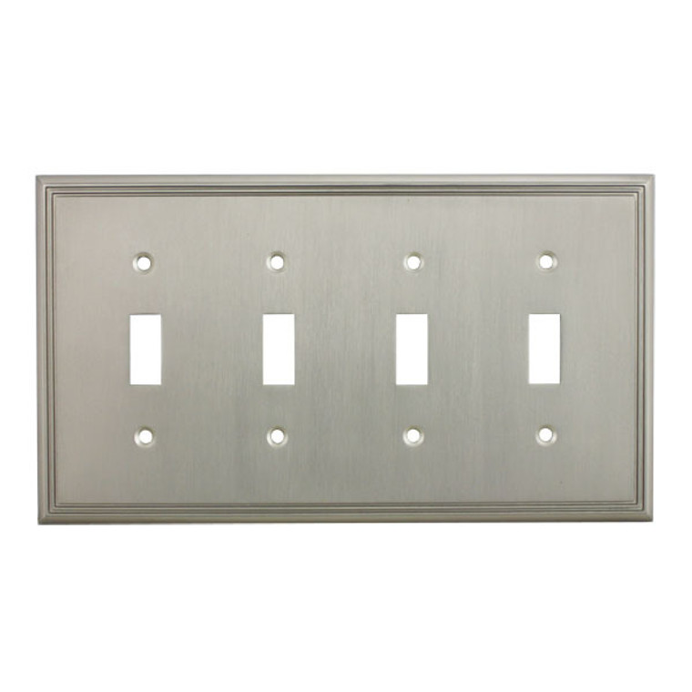 Cosmas 65006-SN Satin Nickel Quad Toggle Switchplate Cover