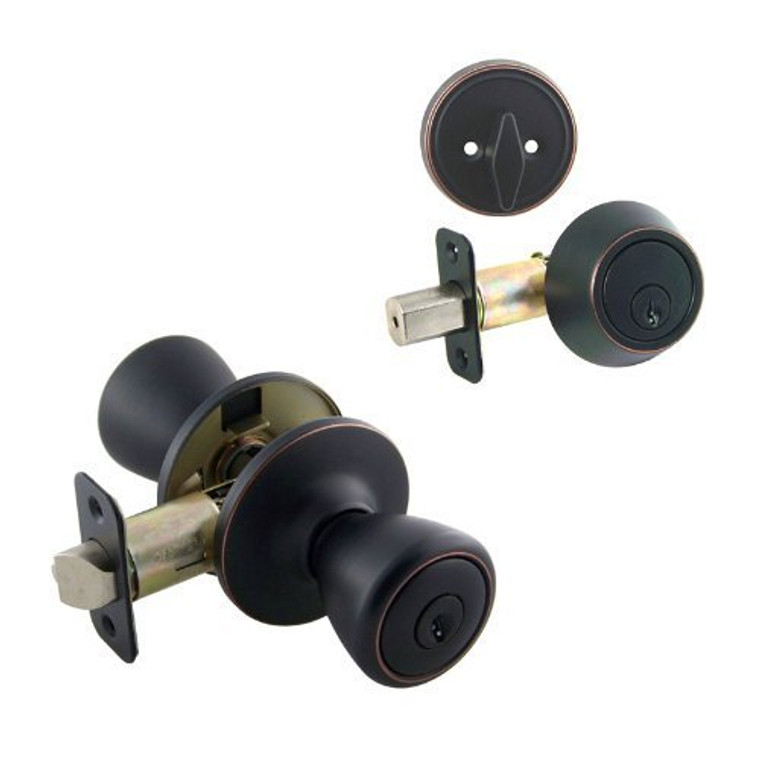 Designers Impressions Salem Design Oil Rubbed Bronze Combo Pack - Entry & Deadbolt: 33-2499