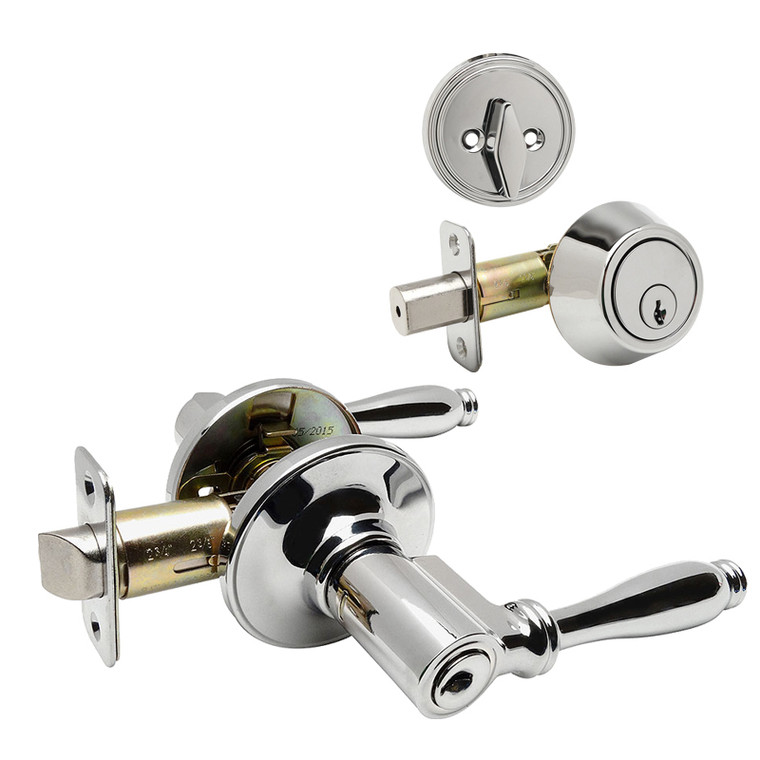 Designers Impressions Villa Design Polished Chrome Combo Pack - Entry & Deadbolt: 88-5999