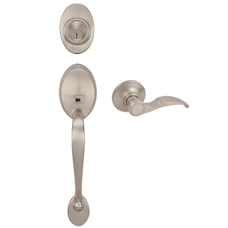 Designers Impressions Frankfort Satin Nickel Traditional Handleset with Sedona Interior: 22-8000/9244