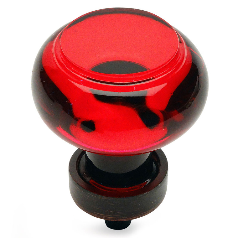Cosmas 6355ORB-RED Oil Rubbed Bronze & Red Glass Round Cabinet Knob
