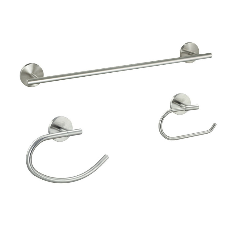 Designers Impressions Kain Series 3 Piece Satin Nickel Bathroom Hardware Set: 47953