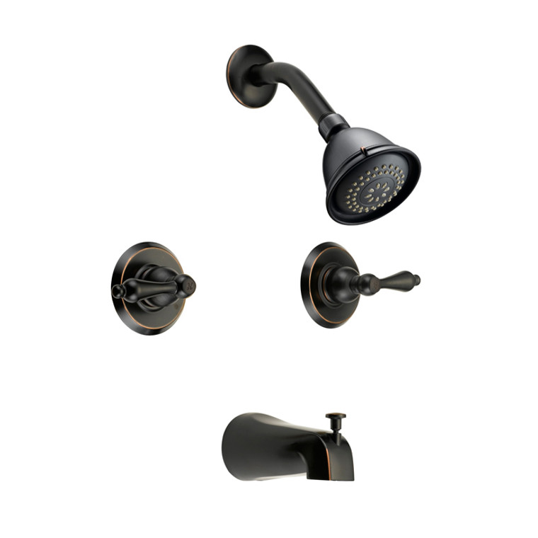 Designers Impressions 654752 Oil Rubbed Bronze Tub / Shower Combo Faucet with Multi-Setting Shower Head