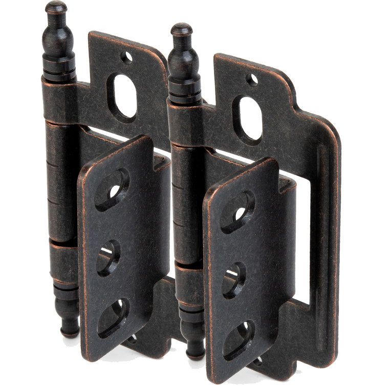Cosmas 13180-ORB Oil Rubbed Bronze 3/4" Full Inset Partial Wrap Ball Tip Cabinet Hinge (Pair)