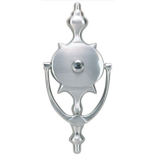 5.5-Inch Door Knocker With Viewer – Satin Nickel Finish – Model #32438 By Harney
