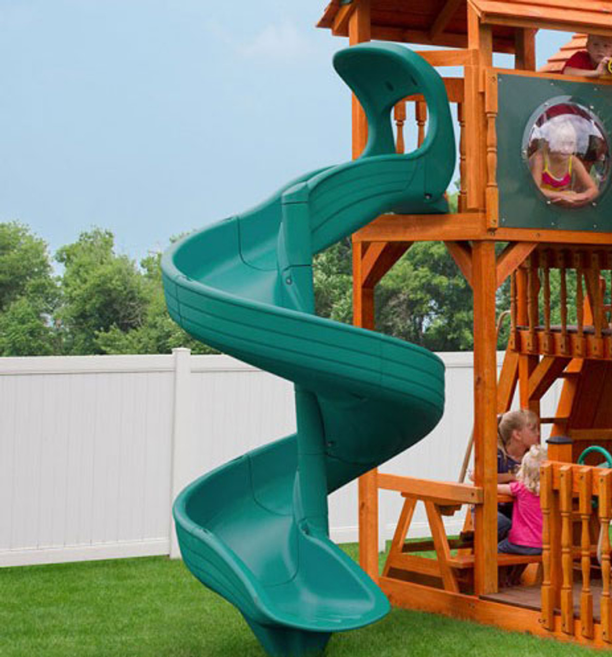 swing set with swirly slide