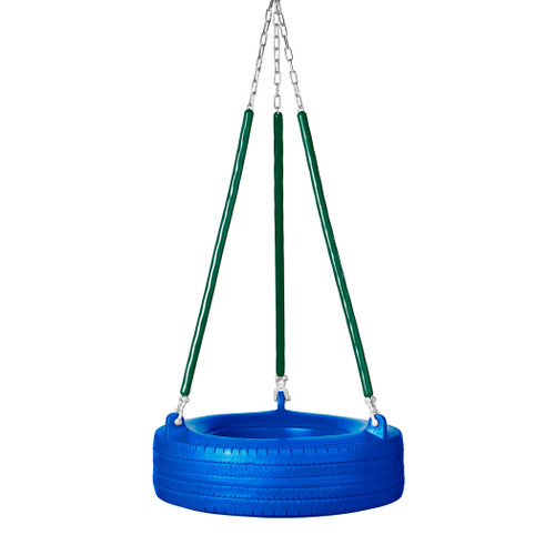 Plastic Tire Swing with 5'6" Soft Grip Chain - Black Swing / Green Chain